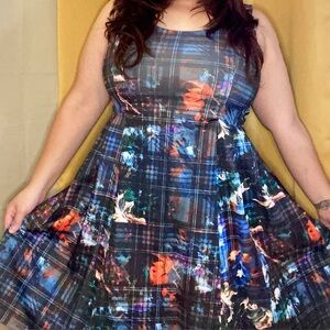 City Chic Plaid Floral Dress